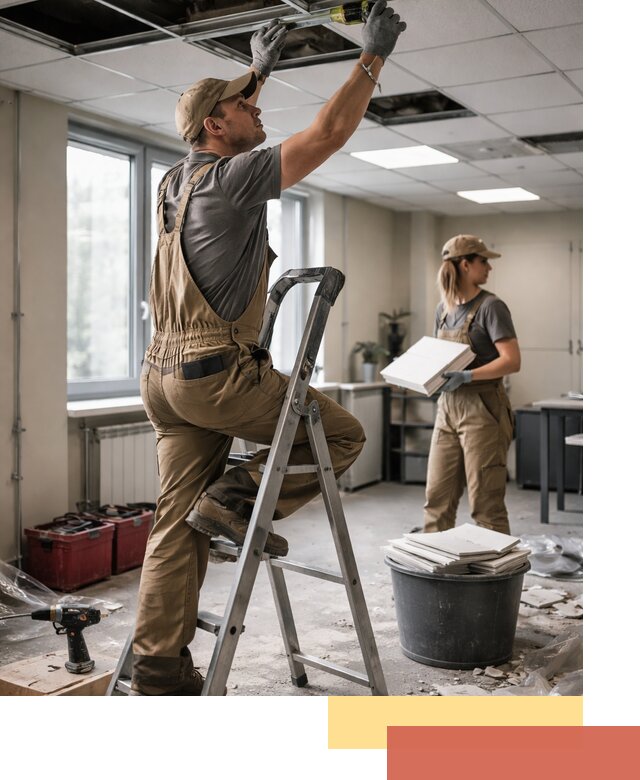 Ремонт потолка Армстронг и замена плит в Щелково