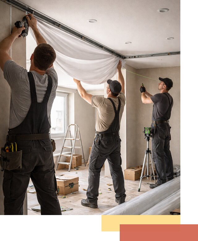 Монтаж парящего натяжного потолка под ключ в Щелково