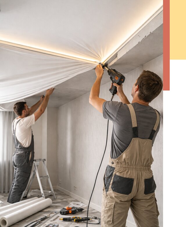 Монтаж натяжного потолка с подсветкой в Щелково от 988 руб. | ОТДЕЛОЧНИК-Щлк