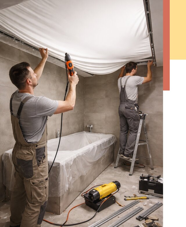 Монтаж натяжного потолка в ванной в Щелково от 1248 руб. под ключ | ОТДЕЛОЧНИК-Щлк