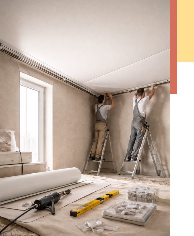 Монтаж натяжного потолка в спальне в Щелково от 3953 руб. под ключ | ОТДЕЛОЧНИК-Щлк