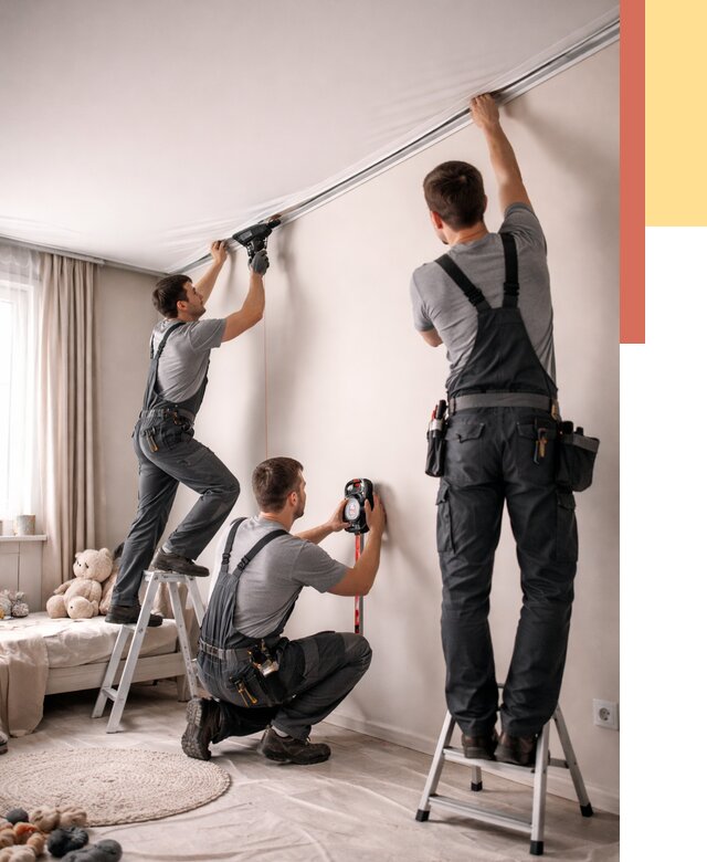 Монтаж натяжного потолка в детской в Щелково от 3641 руб. — быстро и недорого | ОТДЕЛОЧНИК-Щлк