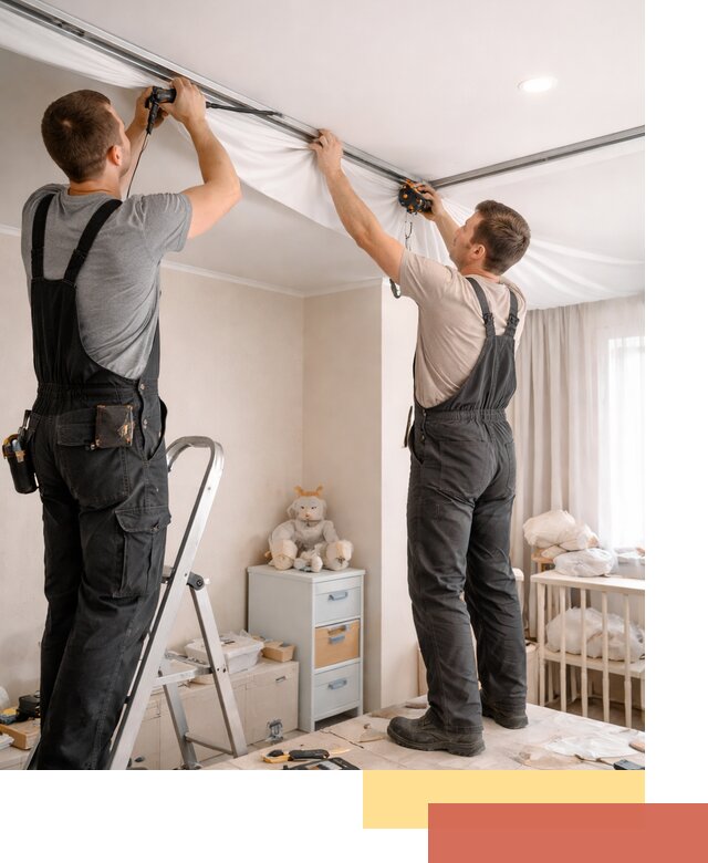 Монтаж натяжного потолка в детской комнате в Щелково