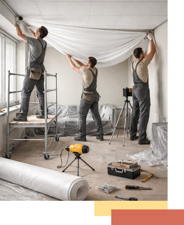 Монтаж натяжного потолка в офисе в Щелково