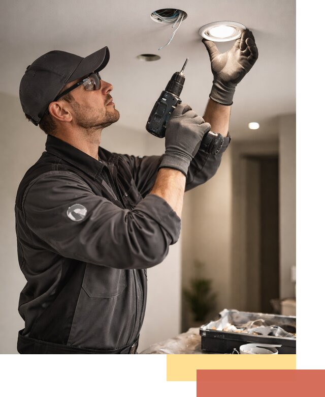 Установка точечных светильников в натяжной потолок в Щелково