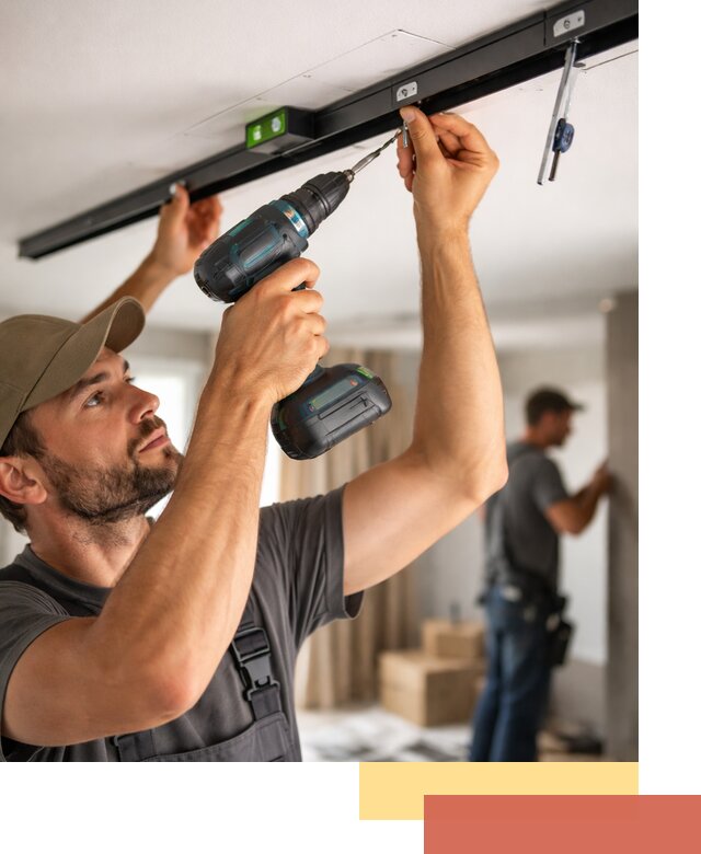 Установка трековых светильников в натяжной потолок в Щелково