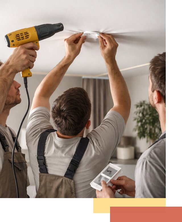 Ремонт прокола полотна натяжного потолка в Щелково