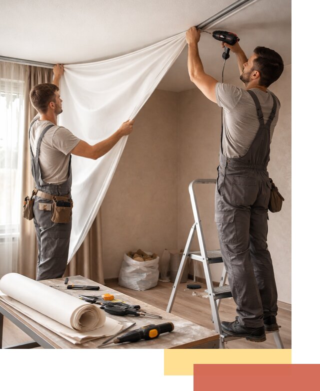 Замена полотна натяжного потолка в Щелково быстро и качественно