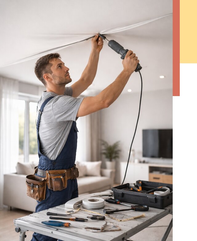 Ремонт натяжных потолков в Щелково от 9883 руб. под ключ — ОТДЕЛОЧНИК-Щлк