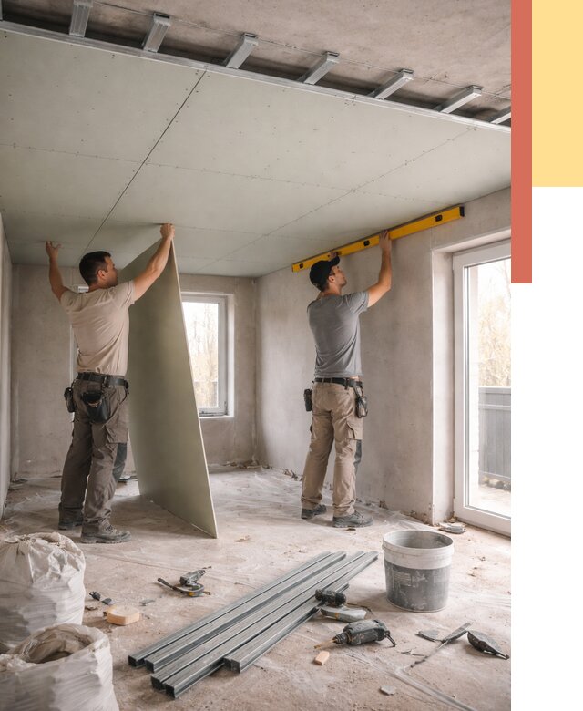 Одноуровневый потолок из гипсокартона в Щелково от 780 руб. — монтаж под ключ | ОТДЕЛОЧНИК-Щлк