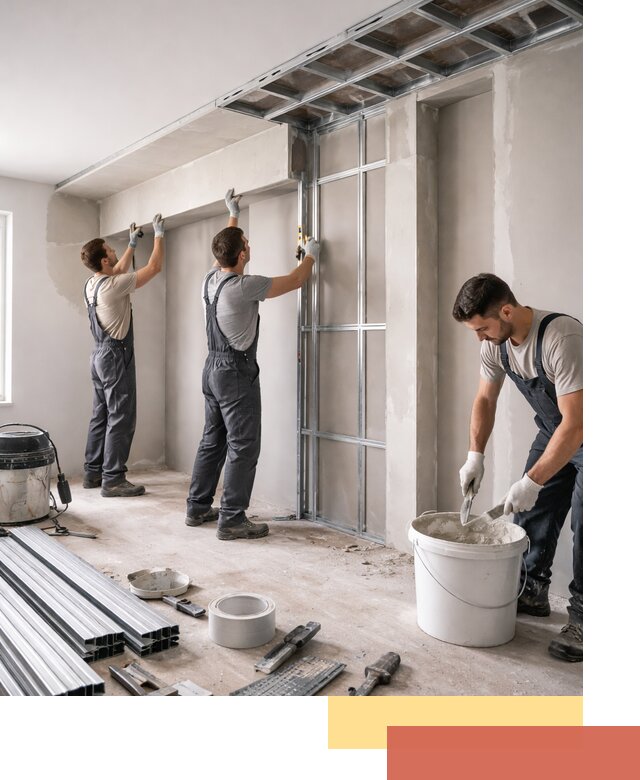 Монтаж потолка из гипсокартона с нишей в Щелково