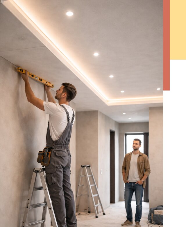 Потолок из гипсокартона с подсветкой в Щелково от 780 руб./м2 под ключ | ОТДЕЛОЧНИК-Щлк