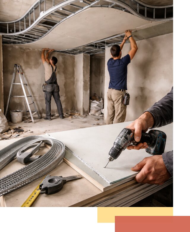 Криволинейный потолок из гипсокартона в Щелково — монтаж и отделка