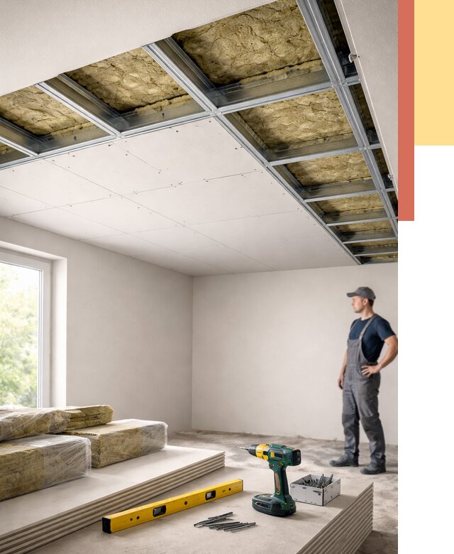 Звукоизоляция потолка ГКЛ в Щелково от 988 руб. — монтаж под ключ | ОТДЕЛОЧНИК-Щлк