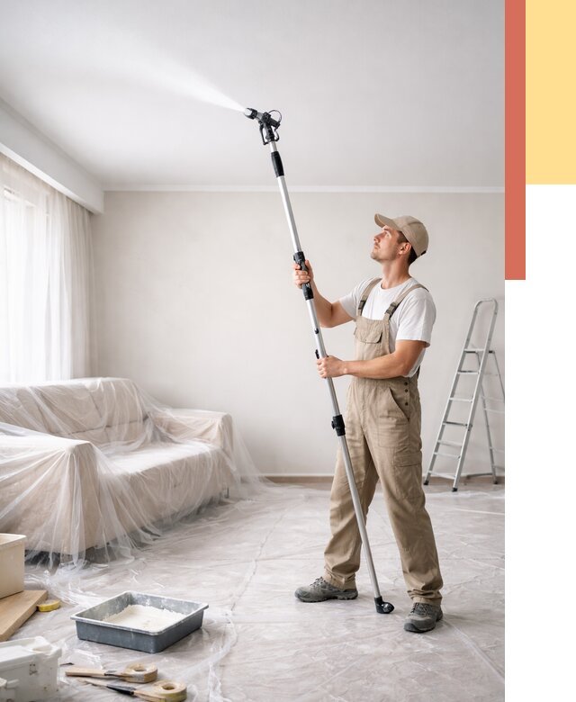 Покраска потолка краскопультом в Щелково от 4681 руб. быстро и недорого | ОТДЕЛОЧНИК-Щлк